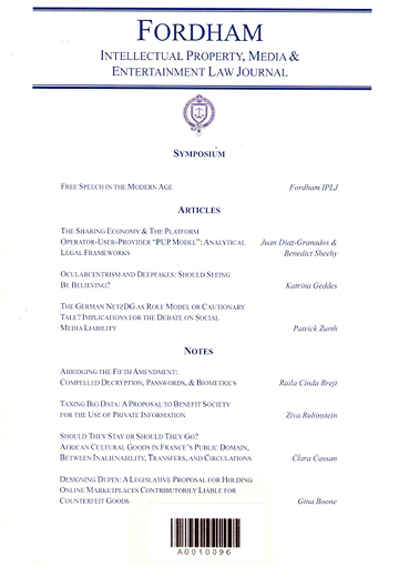 Fordham Intellectual Property, Media, and Entertainment Law Journal 표지