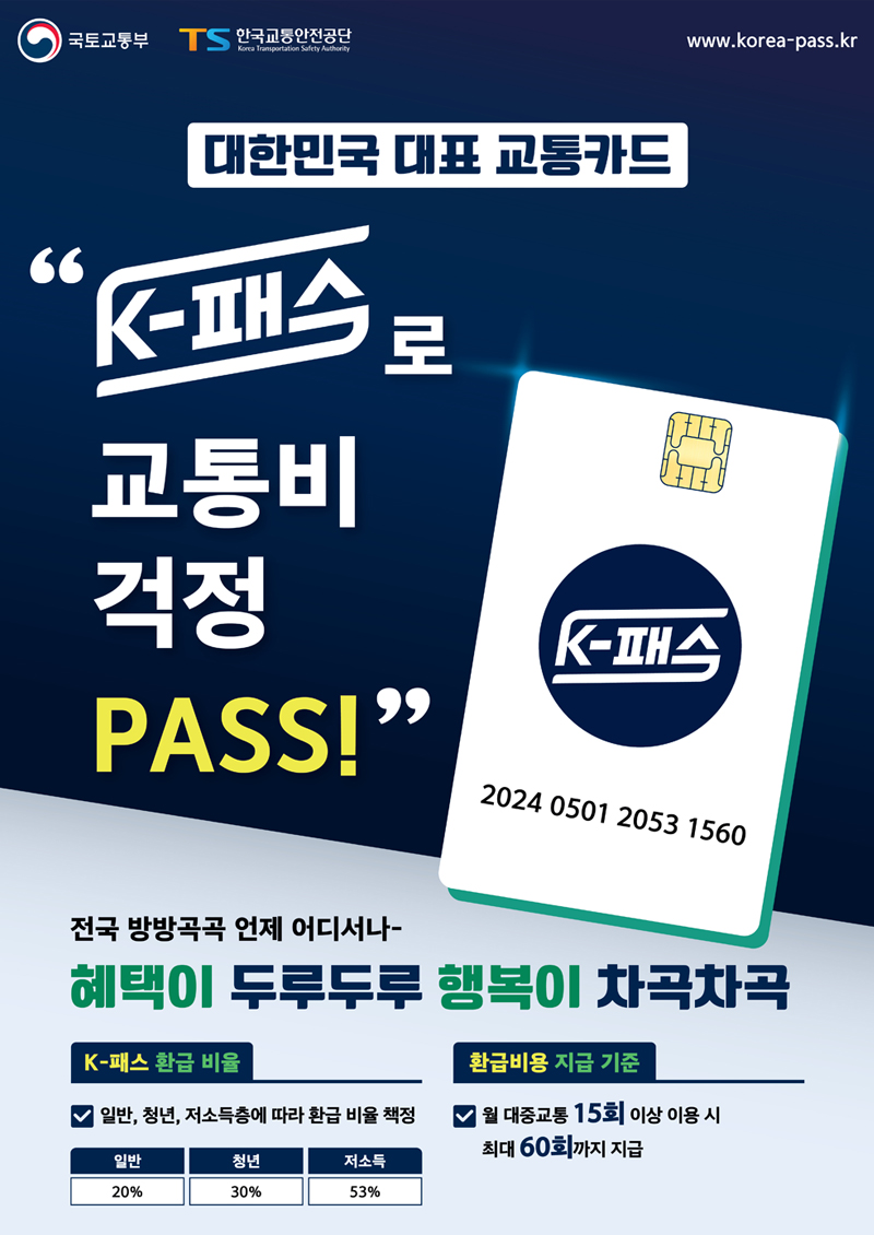 [국토교통부] K-패스로 <br/> 교통비 걱정 PASS! 포스터